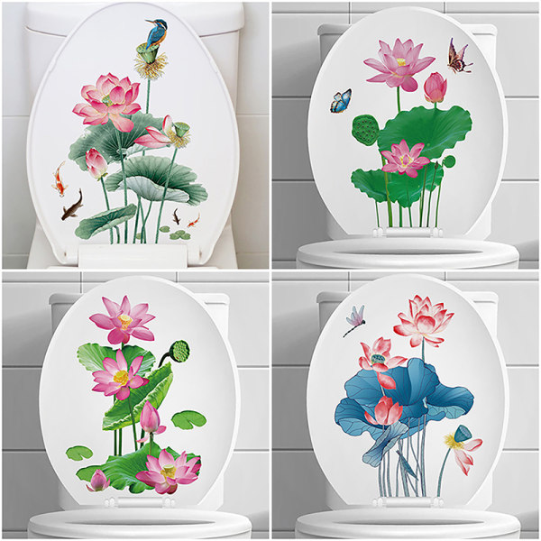 WC Stickers Toalett Floral Wall Sticker For Bad Toalett Lokk E