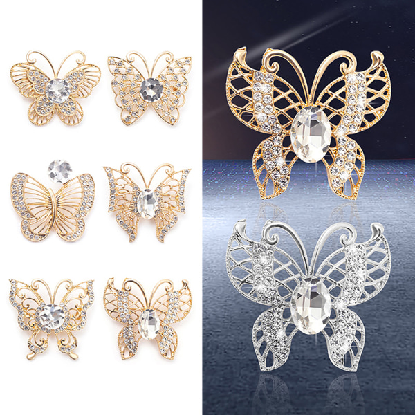 Alloy Rhinestone Butterfly Broche Fashion All-match Tørklæde Buckl A9