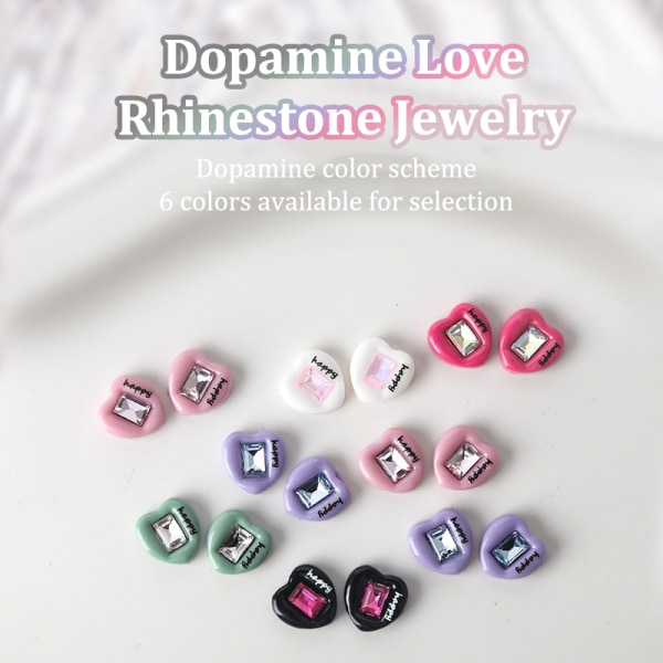 5 stk Dopamin jente Fargerike diamanter Hjerte Nail Art Rhinestones Green