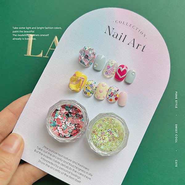1 Box Summer Dopamine Nail Paljetter Flower Star Fragments Nail Ar A