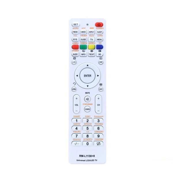 Universal ersättningsfjärrkontroll RM-L1130+8 för alla märken T