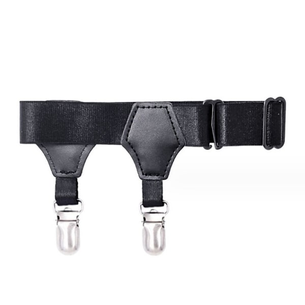 Dam Sexig Punk Goth PU Läder Elastisk Strumpeband Ben Lår Ring C Plastic double clamp