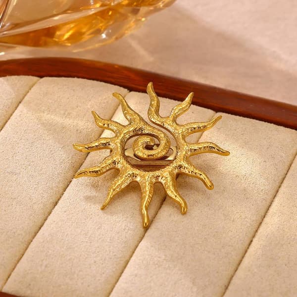 1 stk gullfarget elegant damebrosje geometrisk spiral solblomst A3