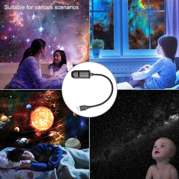 Galaxy Stjernehimmel Mønster USB Projektorlampe Til Loft Væg R