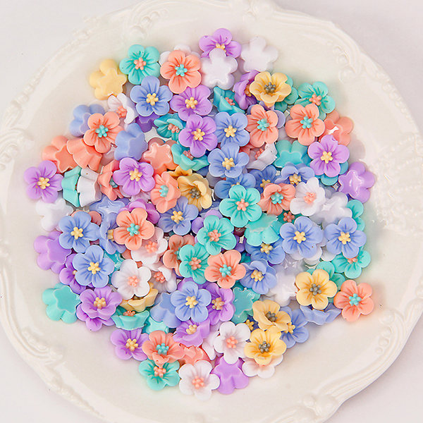 50 kpl 3D Mini Flower Flatback Resin tarvikkeet Tee-se-itse askartelupuhelin 10