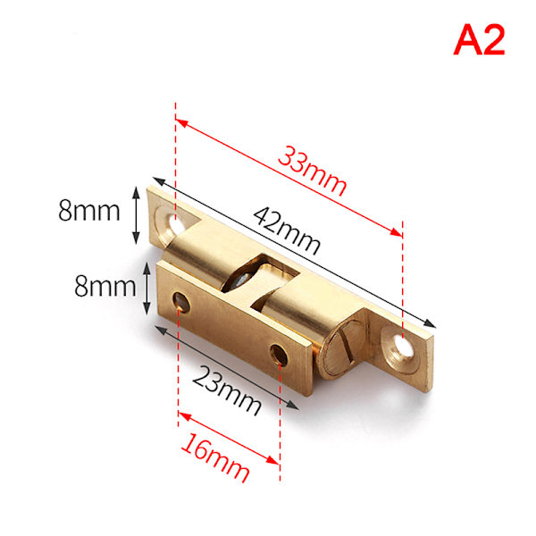 1kpl messinkikosketushelmet, lukkoovi, jousipidike, kaapin oven salpa Gold 42mm