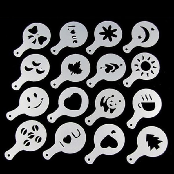 16 Kaffehine Barista Stencils skabelon Strew Flowers Pad Dust