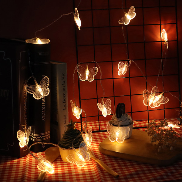 Sommerfugl LED Fairy String Lights Batteri Bryllup Jul Cur