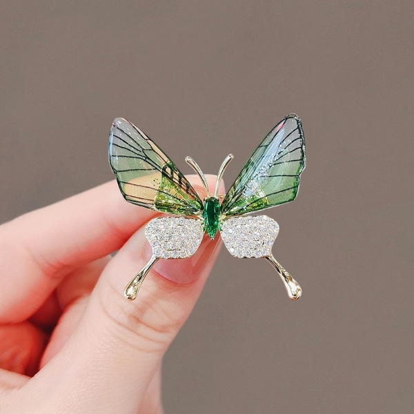 Fashion Gradient Crystal Butterfly Brosch Legering Brosch för kvinnor