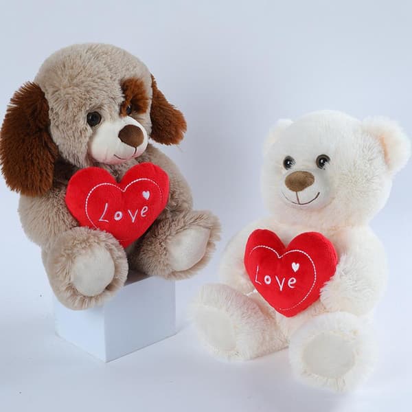 1 kpl 25 cm e Heart Bear Dog -pehmolelut, punainen sydänkuvio, rakkauseläin A2