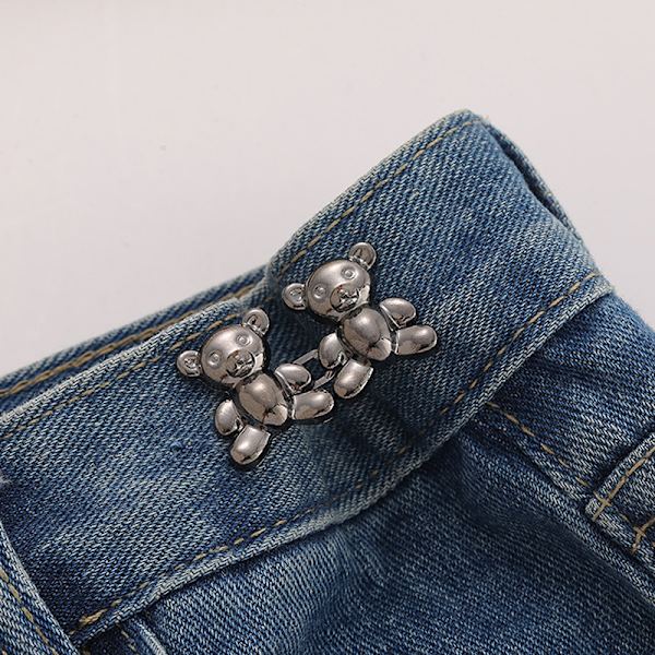 e Bear Jean Button Pins Löstagbart midjespänne Justerbar midja Black