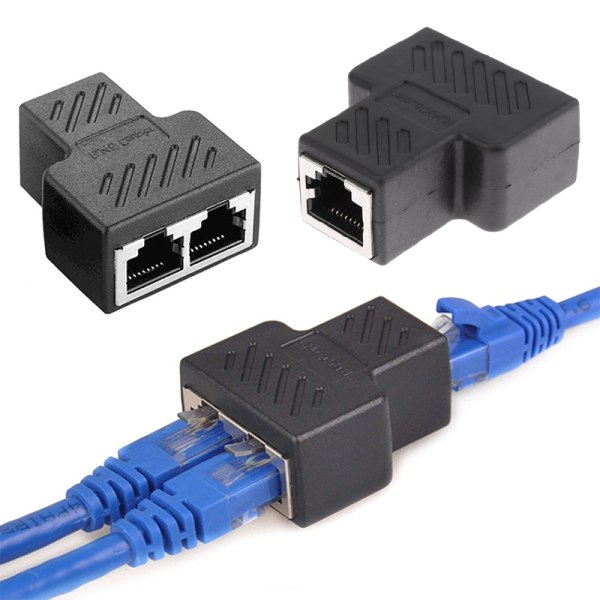 RJ45-kontakt 1-til-2-veis LAN Ethernet-kabel Nettverk Cate6 Spli A