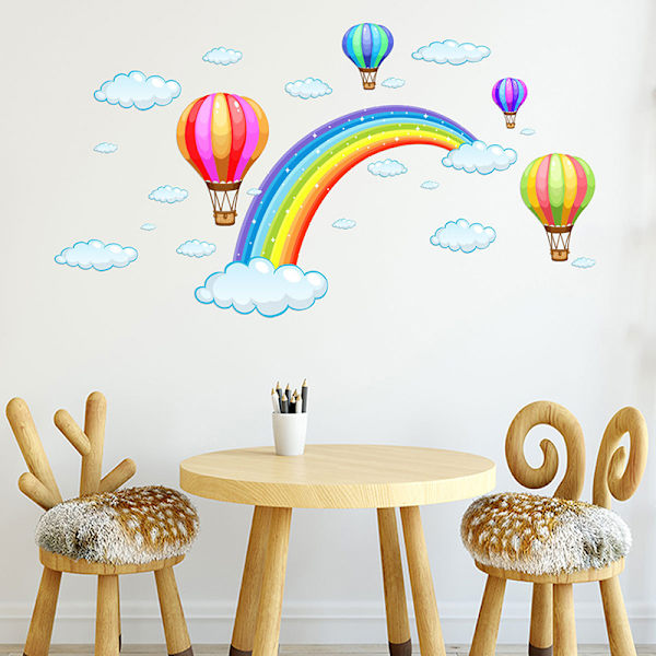 Sarjakuva Rainbow Cloud kuumailmapalloseinätarra baby M