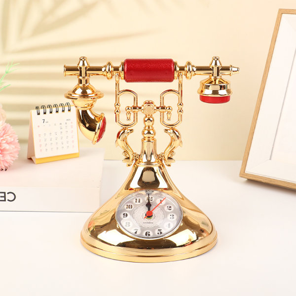 Retro telefonmodell Väckarklocka Creative Timekeeper Desktop T Gold