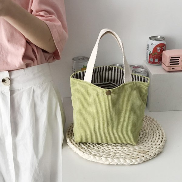 Madpose Fløjlslærred Madkasse Picnic Tote Bomuldsklud Sm Light green