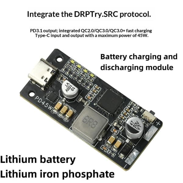 1 stk 45W 2-6S litiumbatterilader utladermodul PD3.1 F