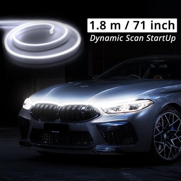 LED Bilpanserlysstripe Dynamisk Skanning Oppstartseffekt Kjørelys White 180CM