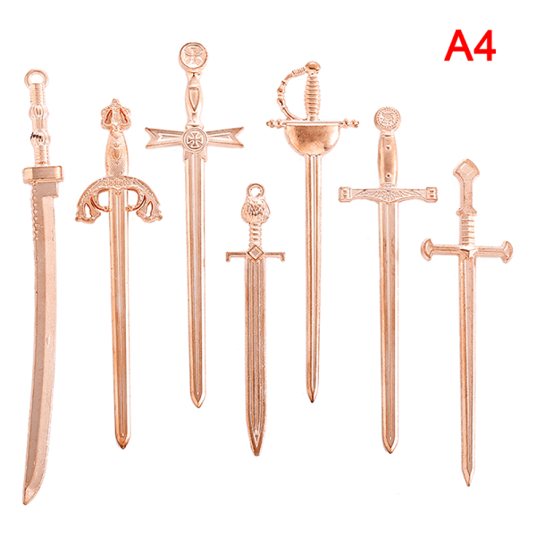 7st/ Set Antika svärd Bokmärke Berlocker Metall Bokmärken Pendan A4