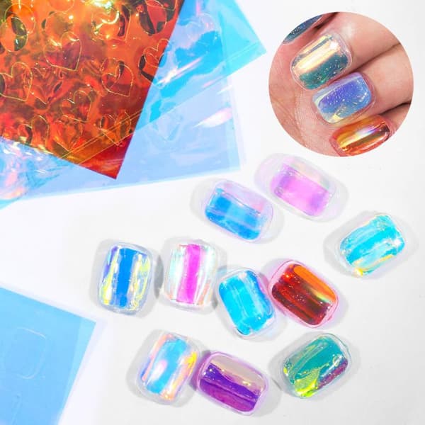 6/11 ark Aurora Glass Nail Foil Sticker Ice Cube Broken Glass D