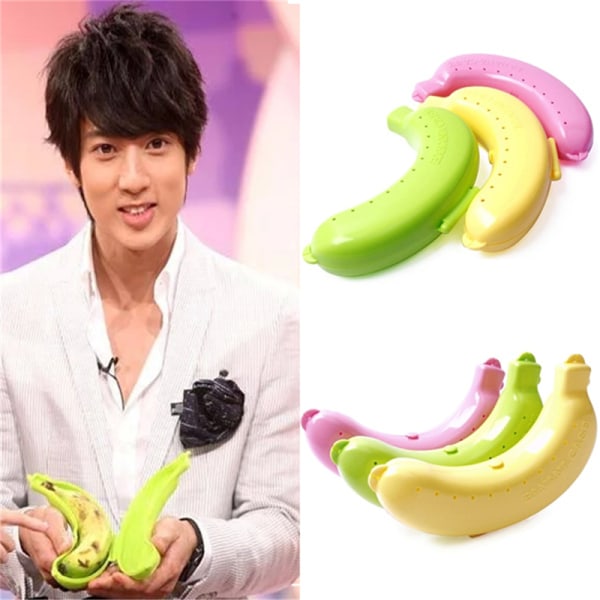 e 3 väriä Fruit Banana Protector Box Holder Case Lounas sisältää Green