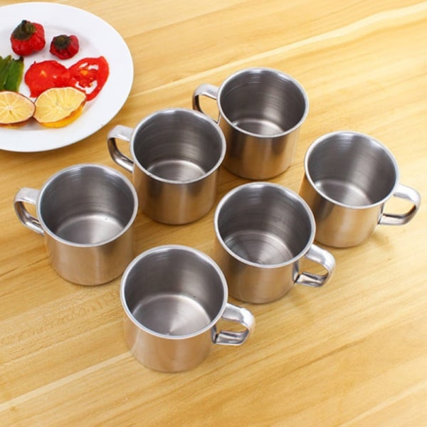 6st Utomhuscamping Vandring Temugg kopp rostfritt stål kaffe 3pcs