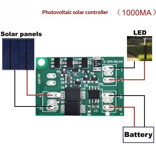 1 stk. automatisk solpanel batteriopladerkort natlys LE 600ma