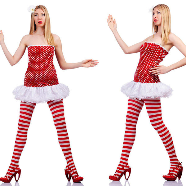 Dame Tights Uigennemsigtige strømper Strømpebukser Julefest Makeup Red&White