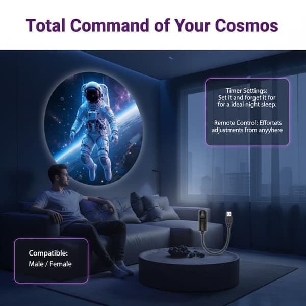 Planet Astronaut Projeksjonslys med 3 lysbilder for romtak