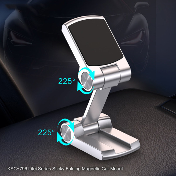 Sammenleggbar magnetisk mobiltelefonholder i bil GPS-magnet biltelefon Silver