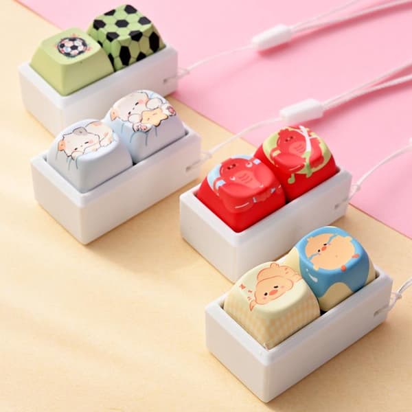 e Tecknad Fidget Keycap Nyckelringar Bedårande Djurmönster För A3