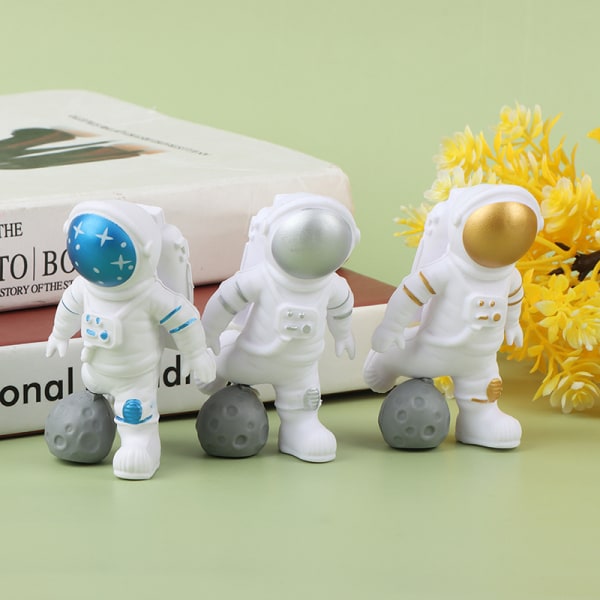 3 kpl Universe Rocket Astronaut Happy Birthday -kirjekoristeita Silver