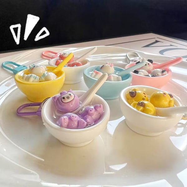 Sanrio Rice Ball Bowl nøkkelring Kuromi Melody Pendant nøkkelring C A