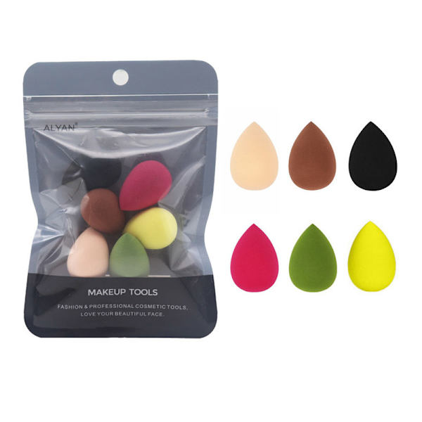6 stk Mini Makeup Svamp Powder Puff Skønhedssvamp Multicolor