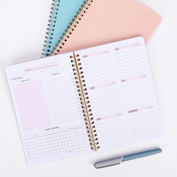 A5 Agenda Planner Notebook Dagbog Ugentlig Planner Mål Vane blue