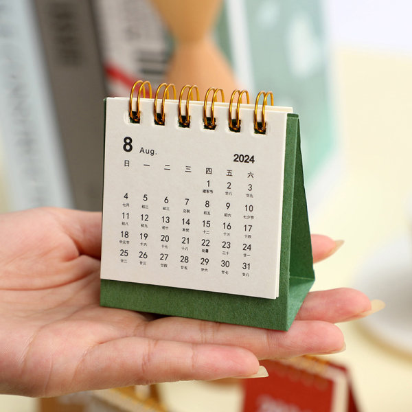Enkelt enfärgat 2024 Mini Skrivbord Papperskalender Bärbart bord A6