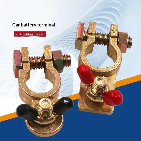 1 sett bil lastebil båt campingvogn batteripoler solid messing klemme