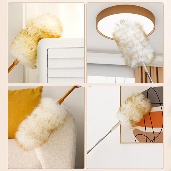 Husholdningsuld Lammeuld Fjerbørste Duster Dust Cleaning Woo L