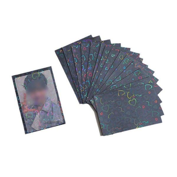 50 kpl Kpop Card Sleeves 61x91mm 20C Heart Bling pidike Holo black