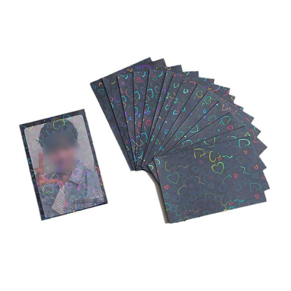 50 st Kpop Card Sleeves 61x91mm 20C Heart Bling Hållare För Holo pink