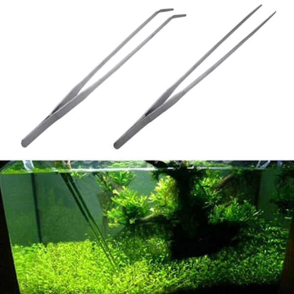 Rostfritt stål Aquarium Pincett Tång Fish Tank Aquascape Crooked 27cm