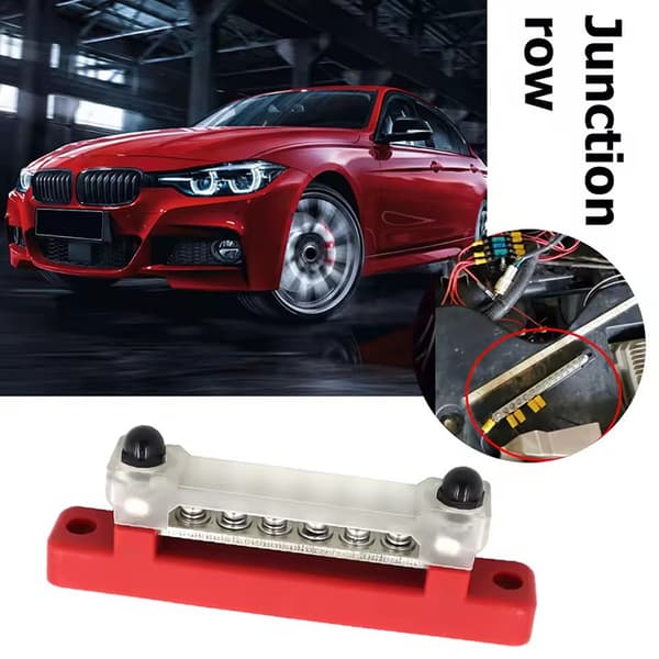 1/2 stk samleskinne batteristrømfordelingsblokk 12V M6 studsposisjon Black