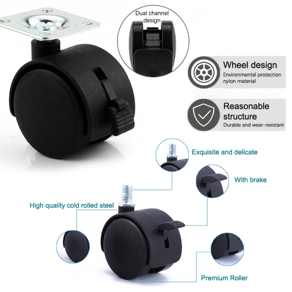 1 Par 1 tum Universal Hjul Svänghjul Roller Rullstol Ca C 1Pair