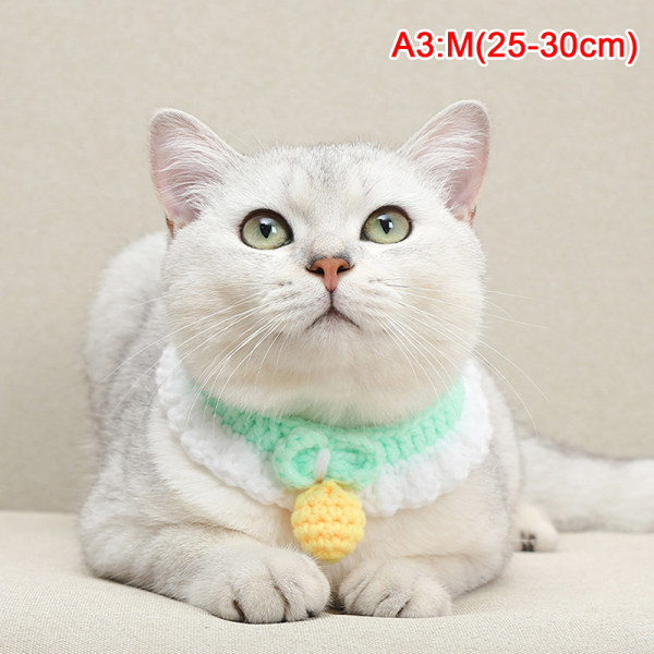Ull Stickad Pet Cat Hund Halsband Handgjord Haklapp British e Pet Sali Mint green M