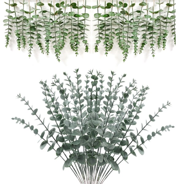 Konstgjorda eukalyptusblad gröna grenar B2