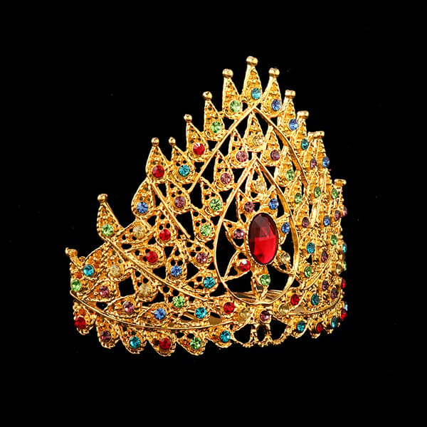Etnisk stil hårkamtilbehør med farverig ædelstenskrone Gold