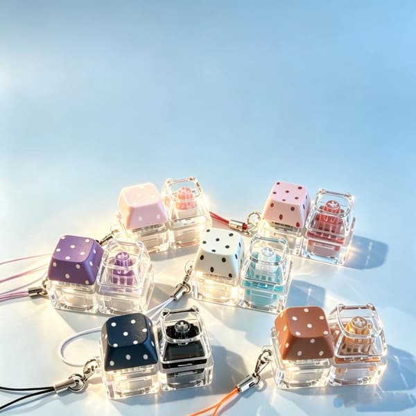 e Polka Dot Keyboard Fidget Toys Nyckelring Fingerknappsklickare A2