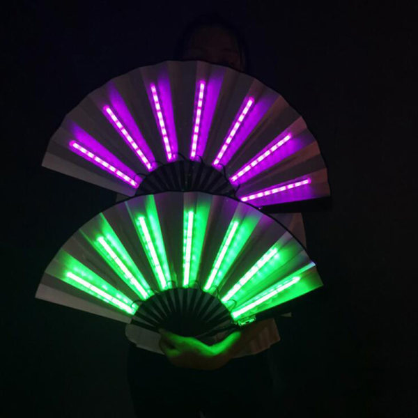 Juhla-LED Fan Valaisin Stage Performance Show Light Up Fan Birt Pink