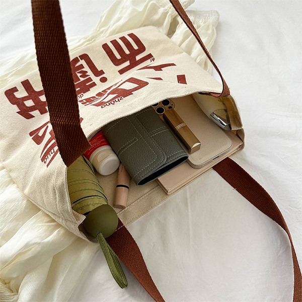 Lerretsveske Håndveske for kvinner Shopper Tote Bag med glidelås Carto A3