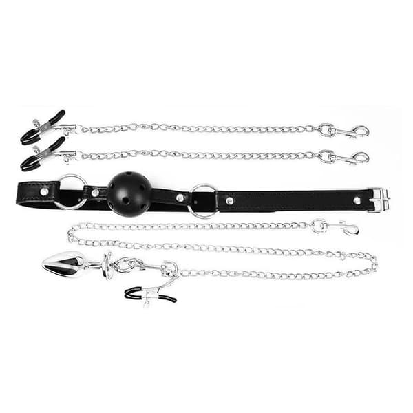 Munkorg Nipple Clamp Klitorisklämma Anal Butt Plug Med Kedja A4
