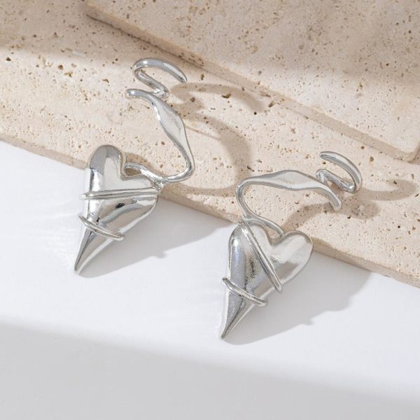 Chic hjerte Huggie Hoop øreringe charme trendy mode smykker til Silver